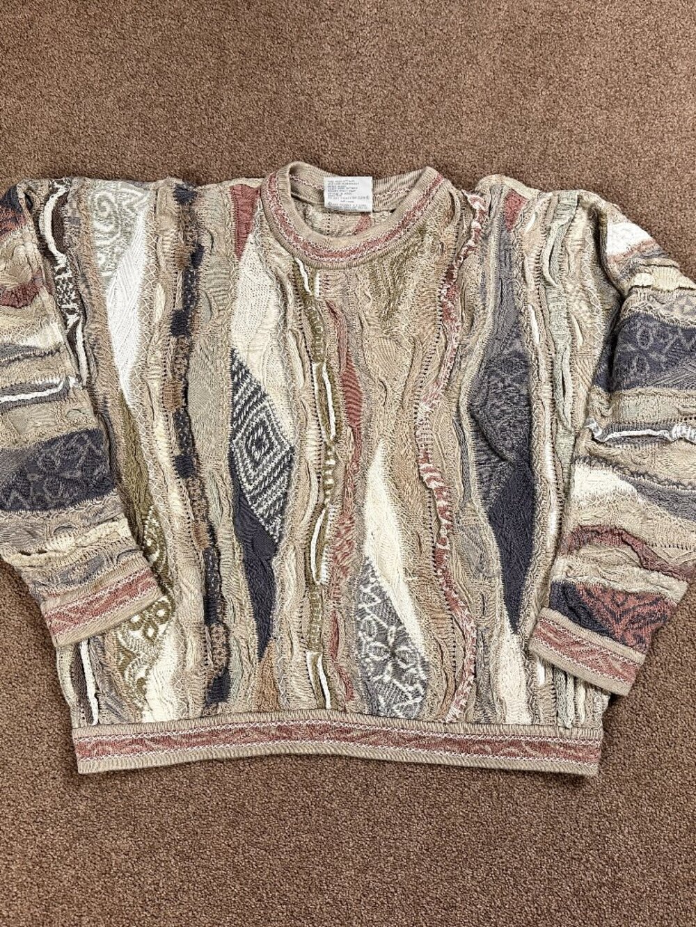 Vintage Coogi Australia Womens 3D Knit 100% Cotton Sweater Textured Pastel Large